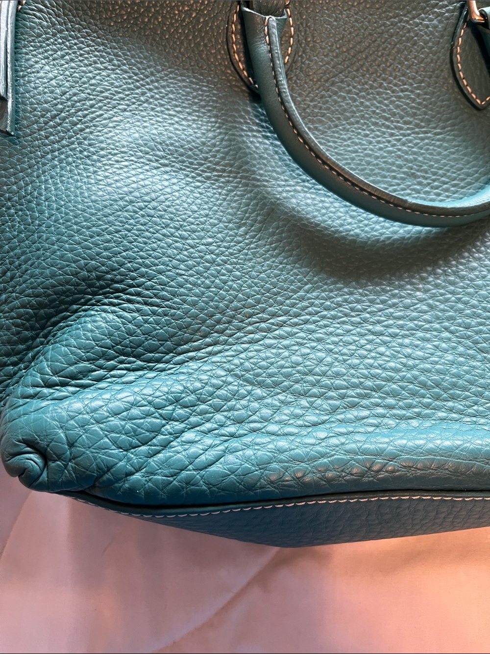NWT Dooney & Bourke Seafoam Pebble Leather Satchel with Gold Hardware - Picture 3 of 5